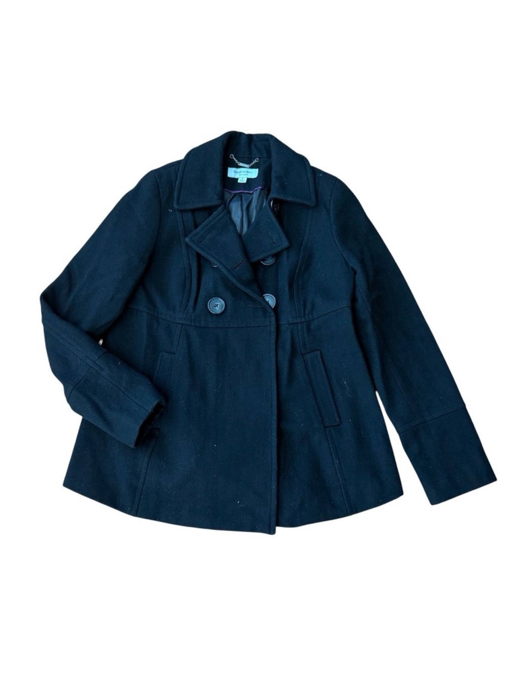 Liz Lange Maternity Wool Black Peacoat Jacket Size Small ✨